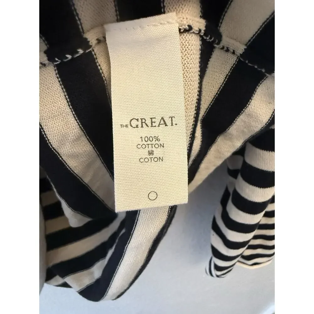 THE GREAT SAILOR SWEATER TOP BLACK CREAM STRIPE OVERSIZED SIZE 1/Small $225 - Picture 8 of 10